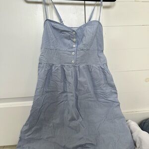 Blue Striped Button-Front Babydoll Dress